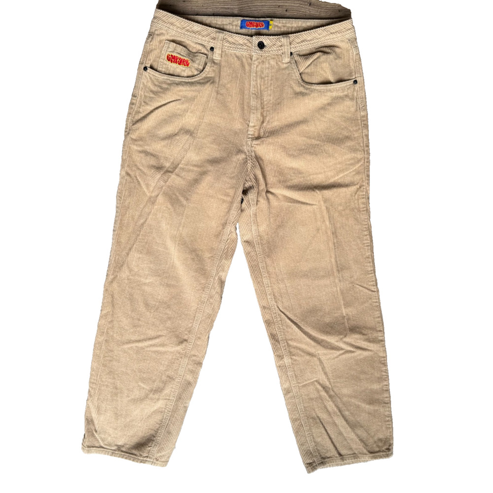 Empyre Men's 32 Khaki Corduroy Skate Pants Y2K Baggy 100% Cotton